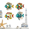 Colorful Tropical Fish Wooden Wall Art Nautical Decor Set 10