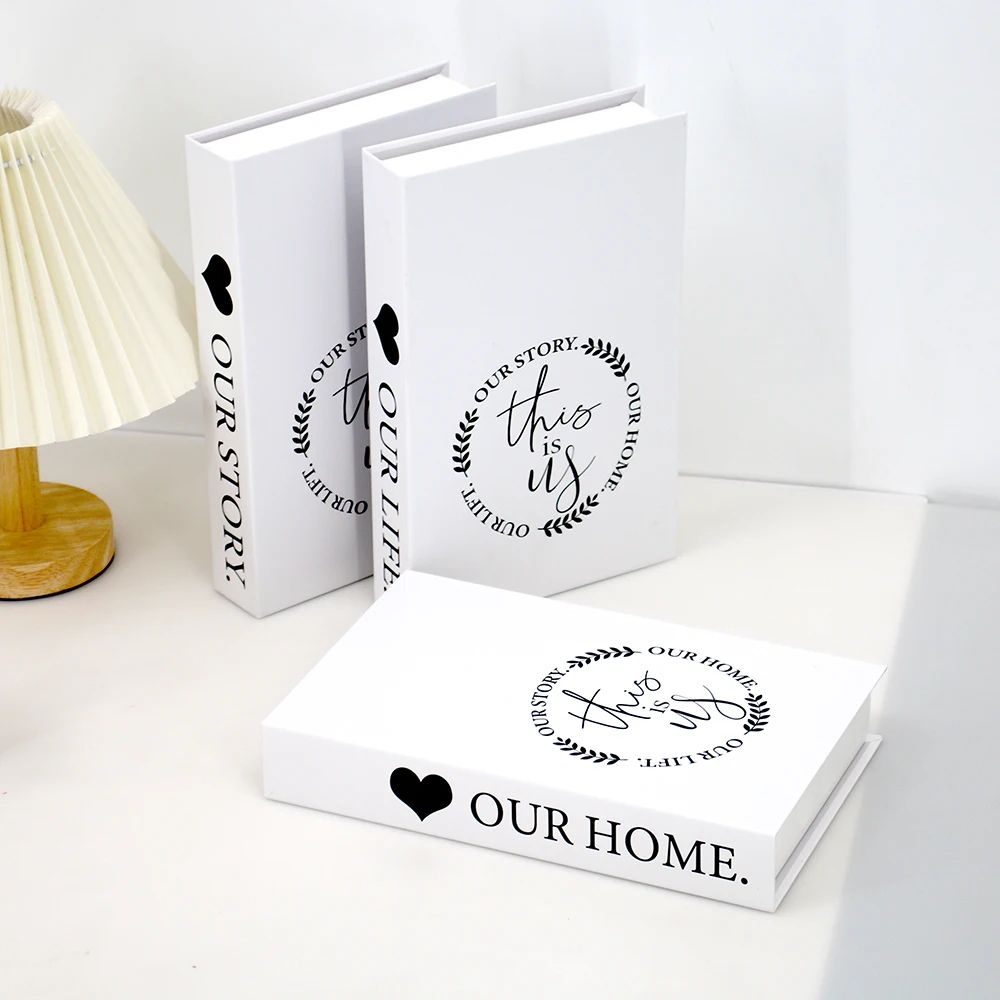 Modern Decorative Fake Books Set White Display Props 1