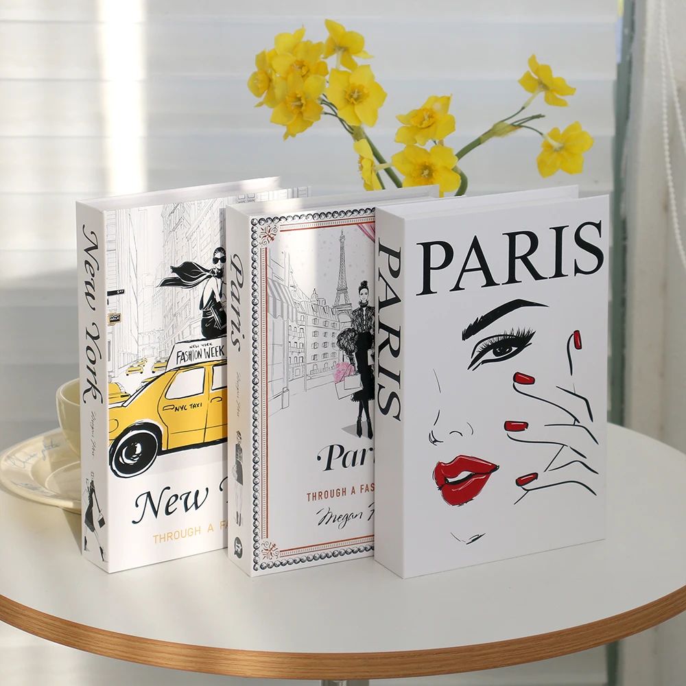 Modern Decorative Fake Books Set White Display Props 16