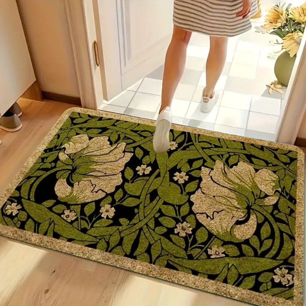 Green Floral Welcome Doormat 3