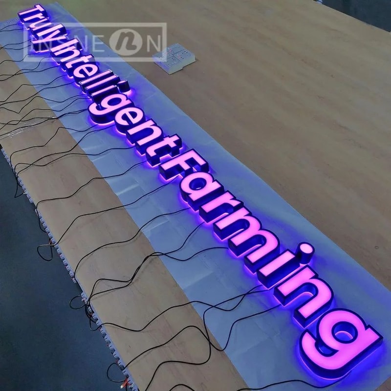 Custom LED Backlit Metal Business Sign 8