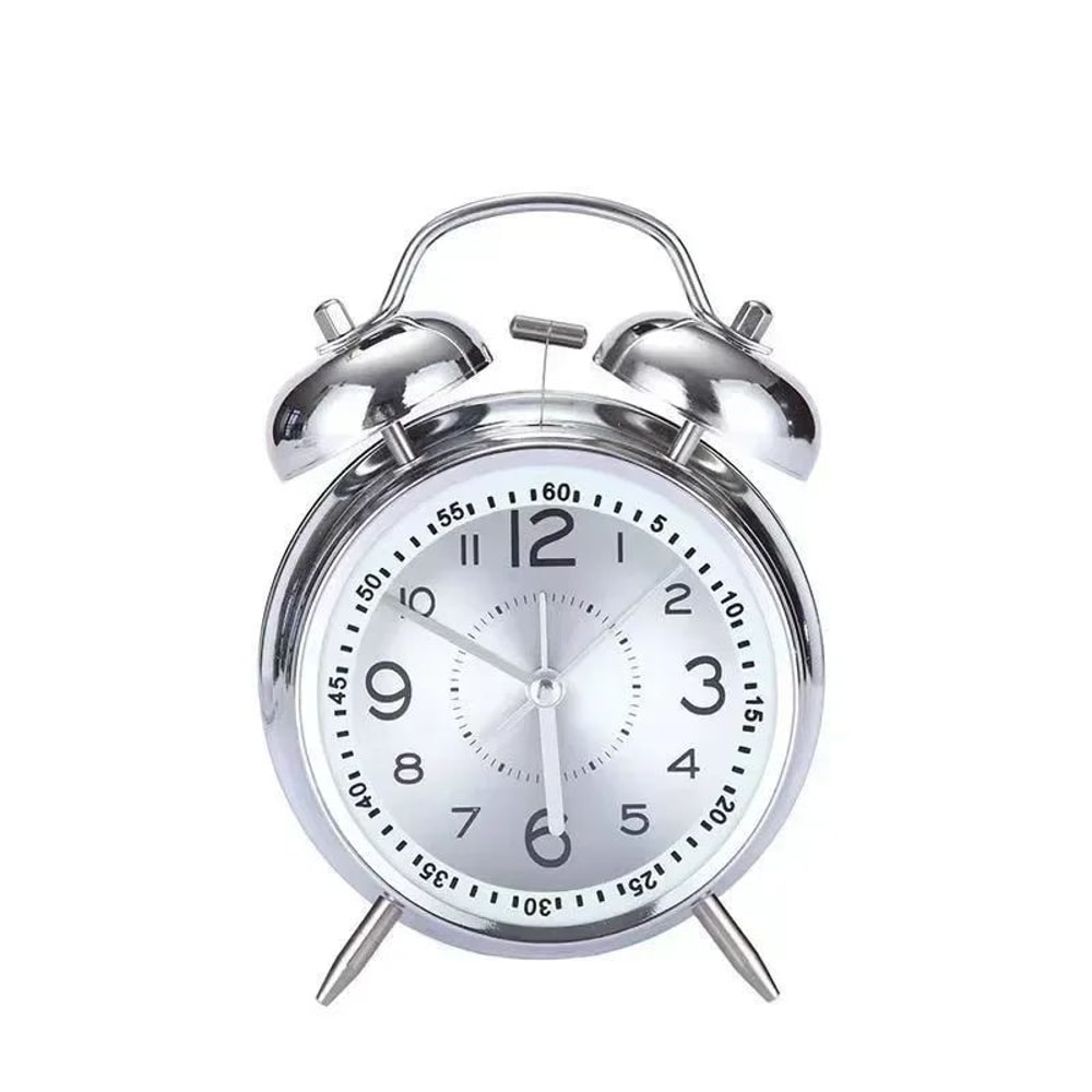 Twin Bell Alarm Clock With Night Light Loud Metal Desk Clock 7