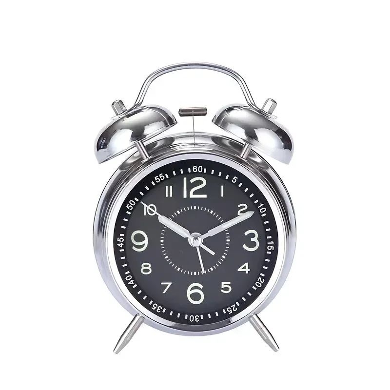 Twin Bell Alarm Clock With Night Light Loud Metal Desk Clock 8