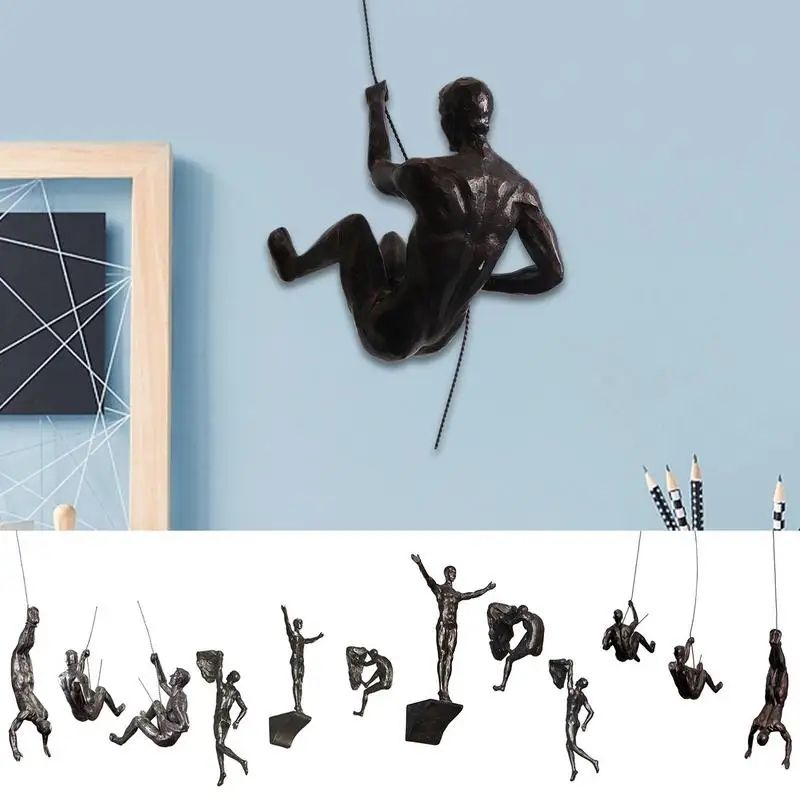 Rock Climbing Man Resin Wall Sculpture Athlete Decor 0