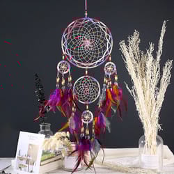 handmade five ring dream catcher wall hanging decor