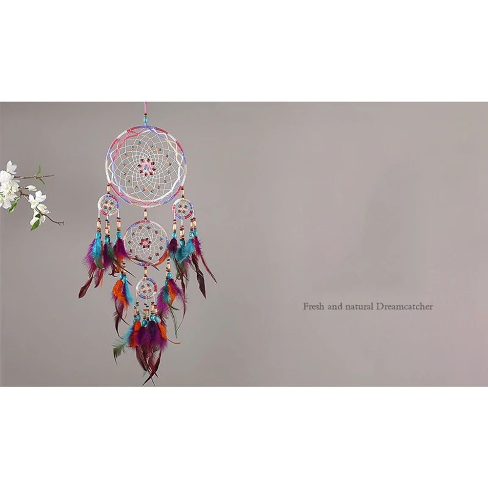 Handmade Five Ring Dream Catcher Wall Hanging Decor 6