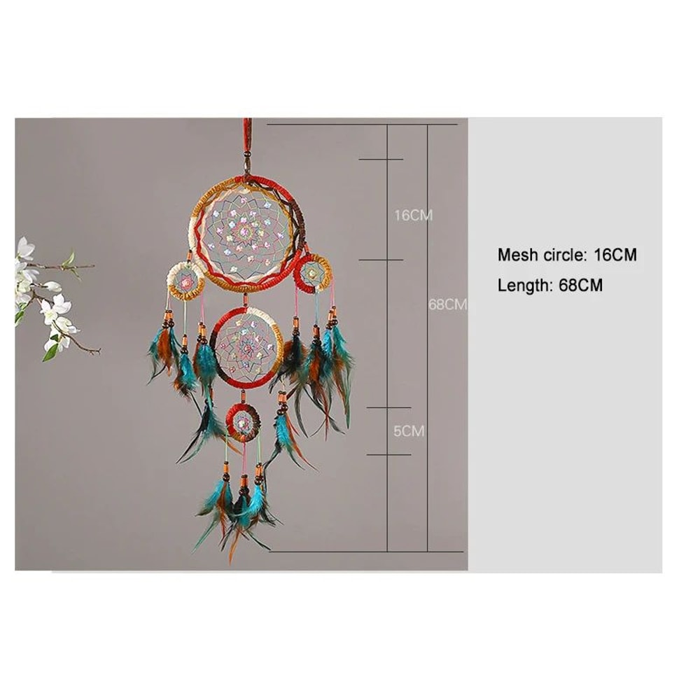 Handmade Five Ring Dream Catcher Wall Hanging Decor 8