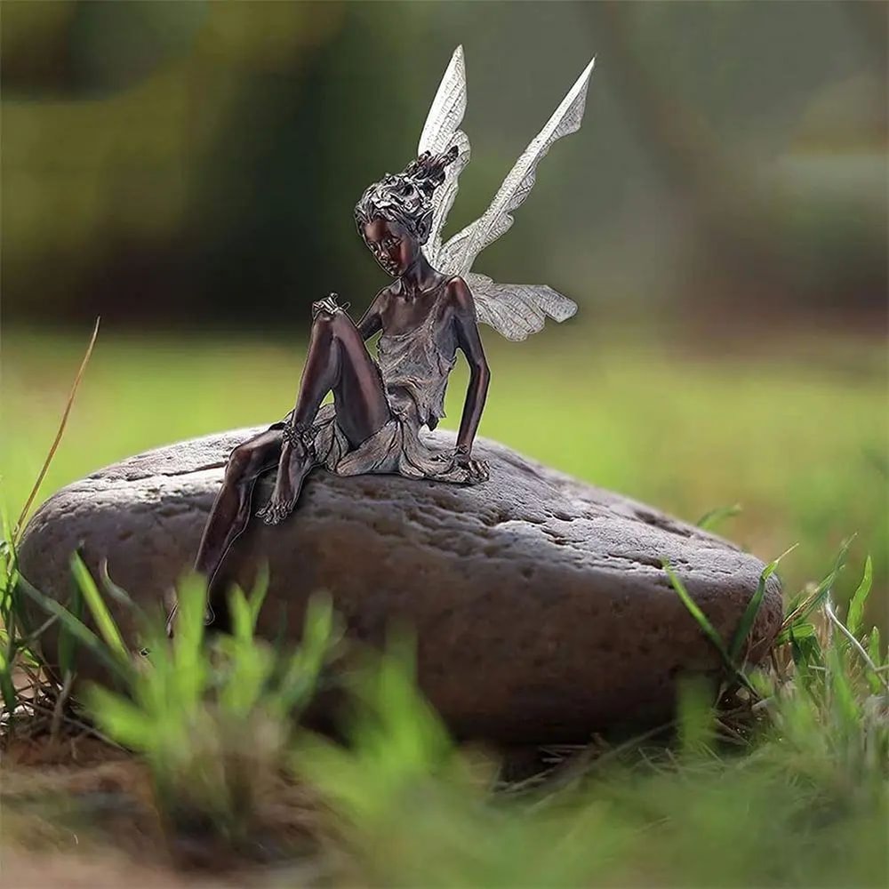 Flute Fairy Garden Statue Resin Angel Sculpture Decor 1