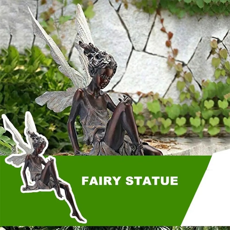 Flute Fairy Garden Statue Resin Angel Sculpture Decor 15