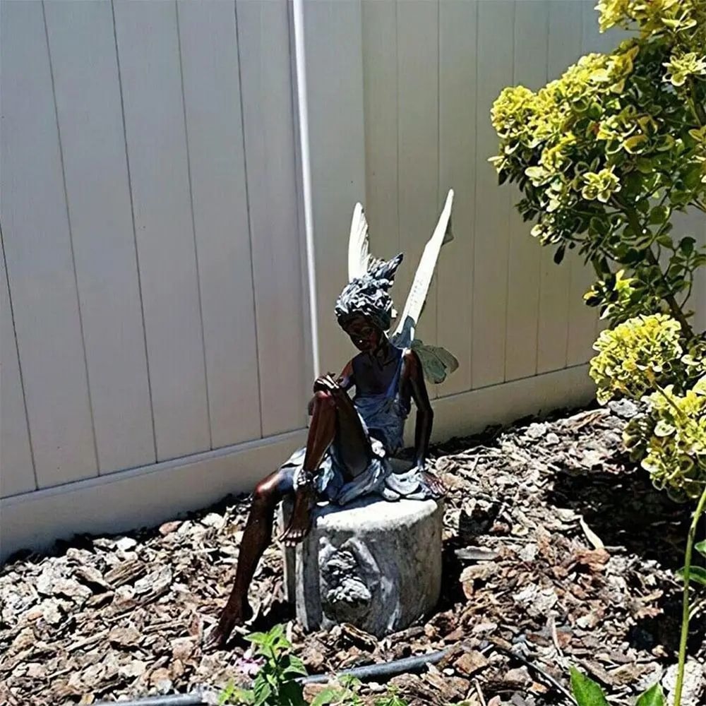 Flute Fairy Garden Statue Resin Angel Sculpture Decor 8