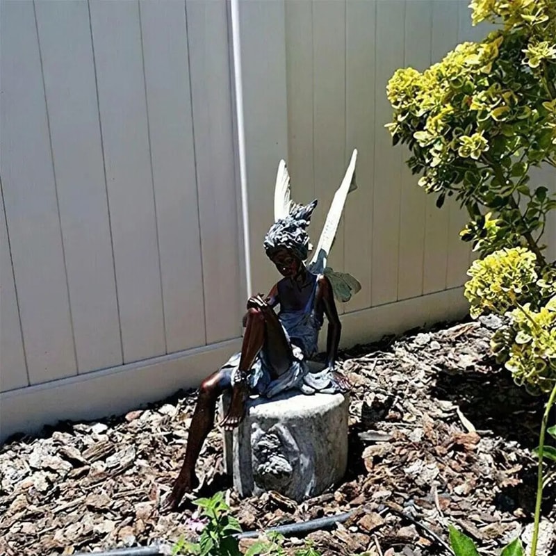 Flute Fairy Garden Statue Resin Angel Sculpture Decor 8