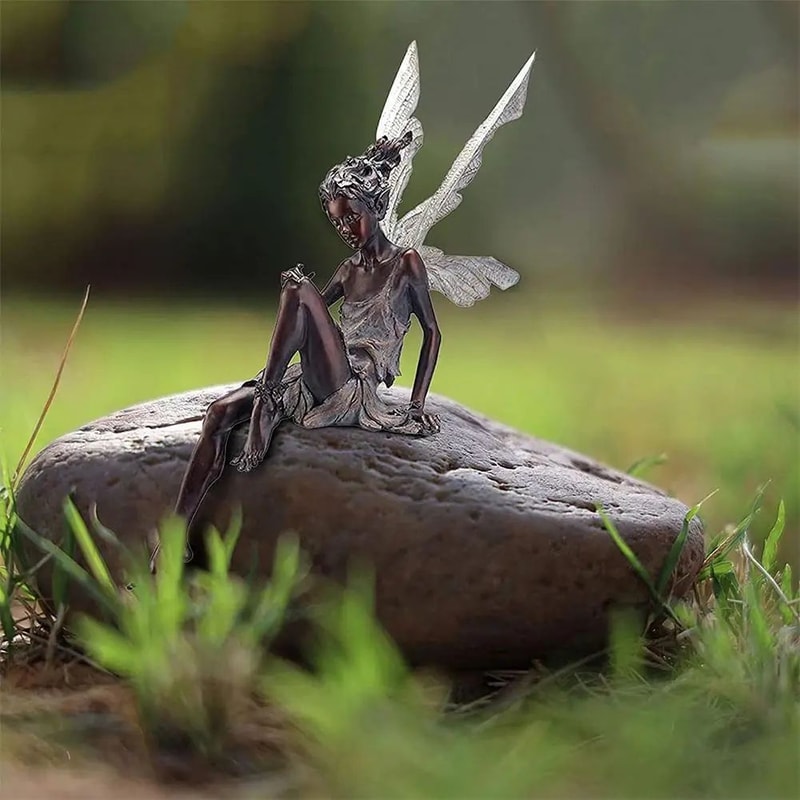 Flute Fairy Garden Statue Resin Angel Sculpture Decor 12