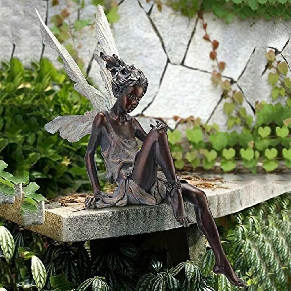 Flute Fairy Garden Statue Resin Angel Sculpture Decor 14
