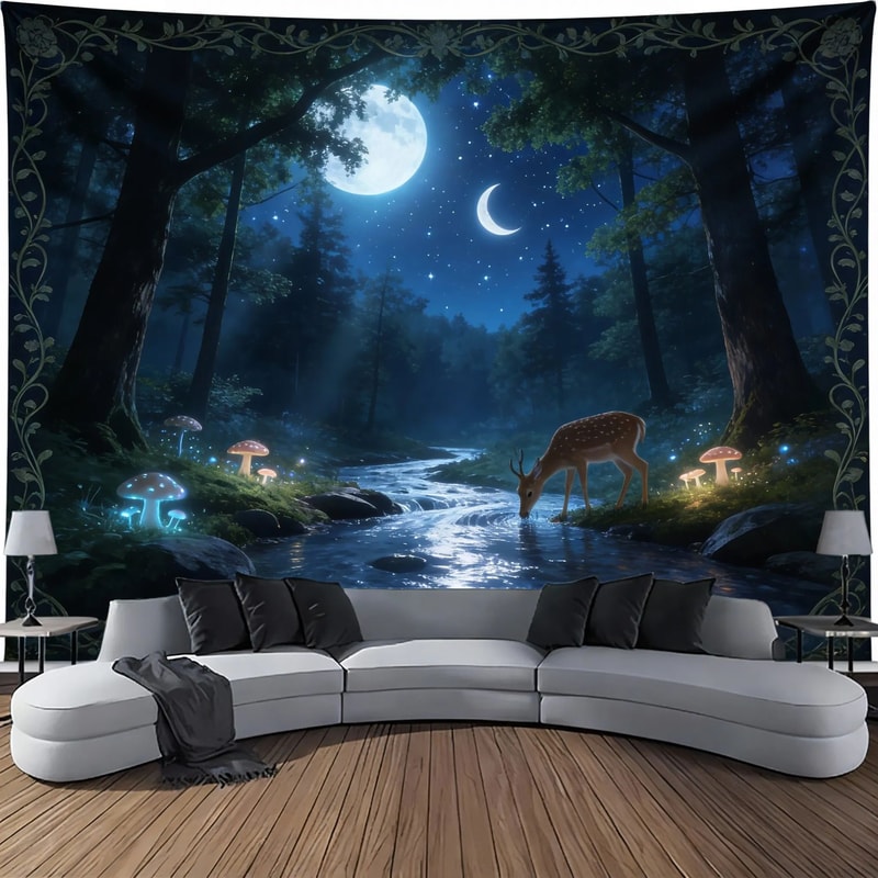 Waterfall Canyon Landscape Wall Tapestry Decor 7