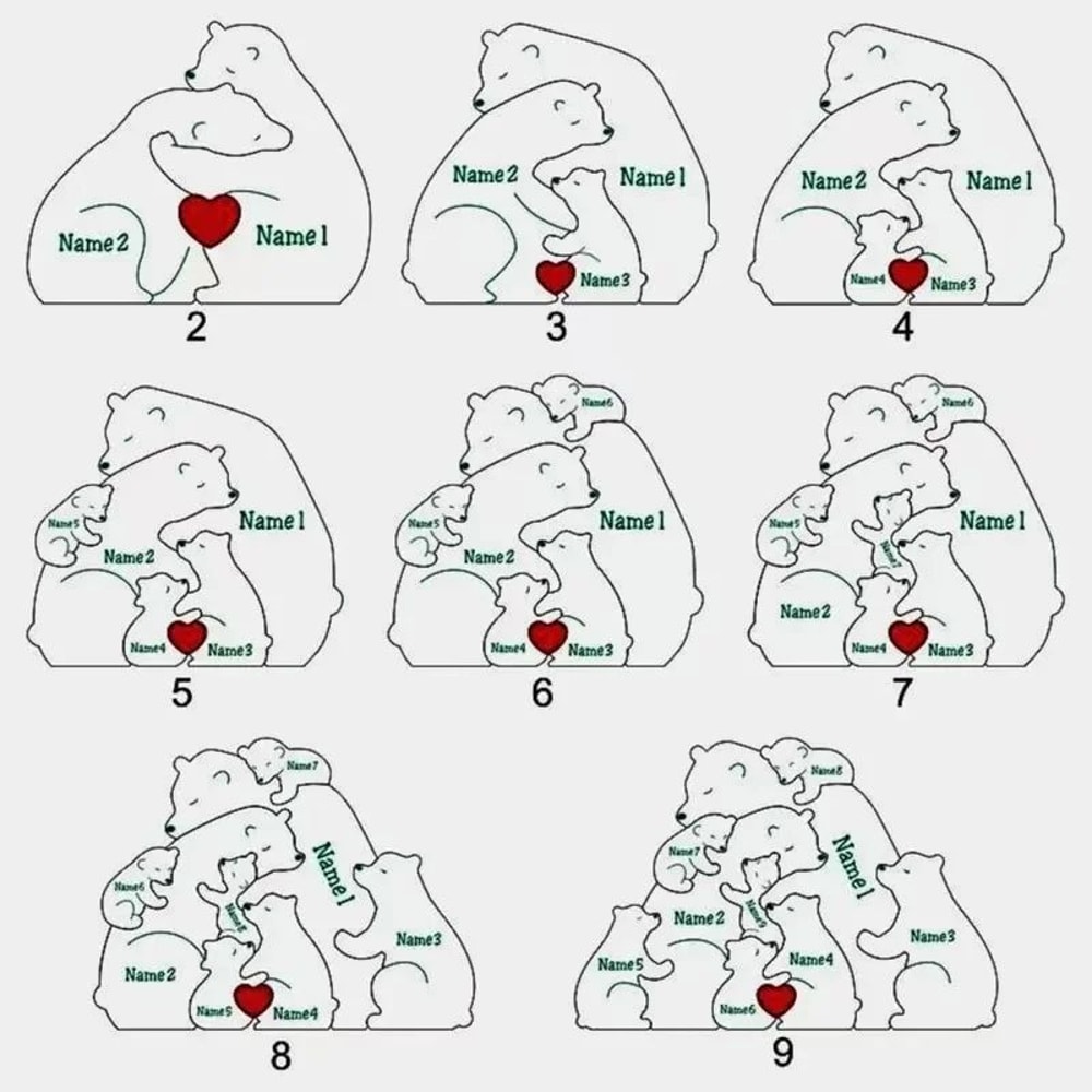 Personalized Bear Family Puzzle Ornament 9