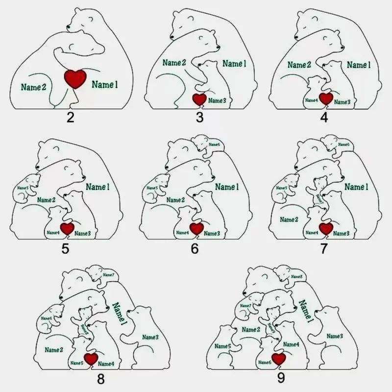 Personalized Bear Family Puzzle Ornament 9