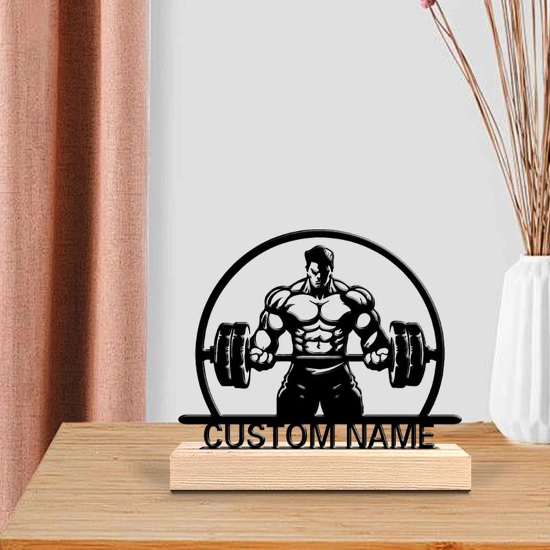 Custom Weightlifting Metal Art Table Decor 1
