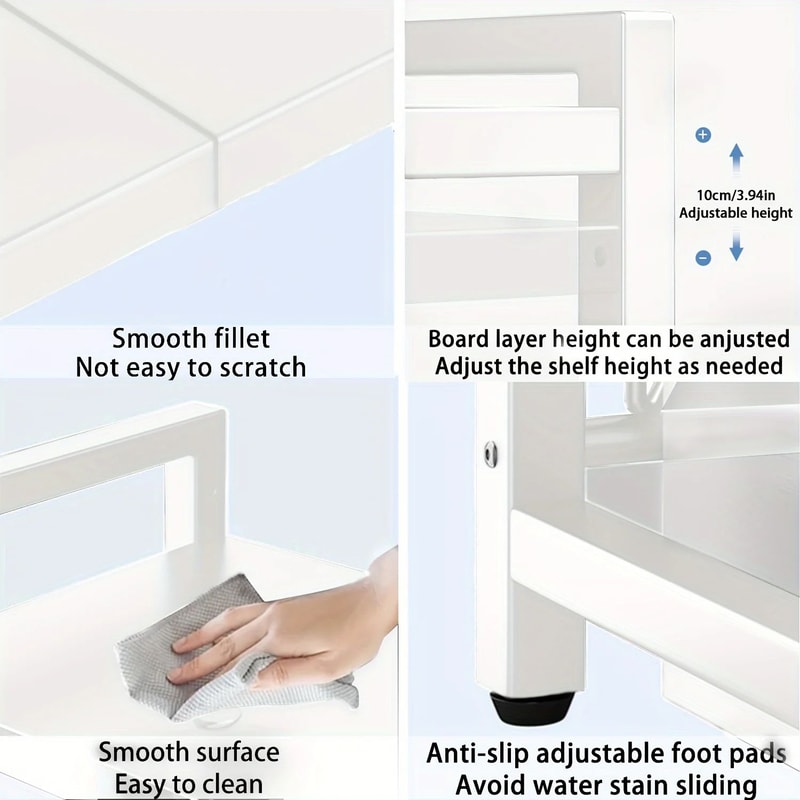 Expandable Microwave Shelf Rack With Hooks 7