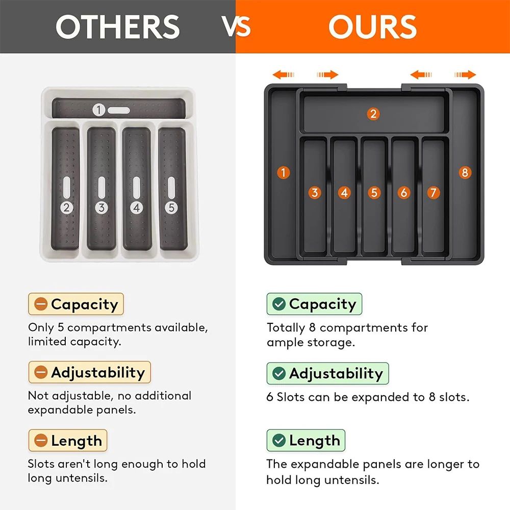 Expandable Cutlery Organizer Drawer Tray 4
