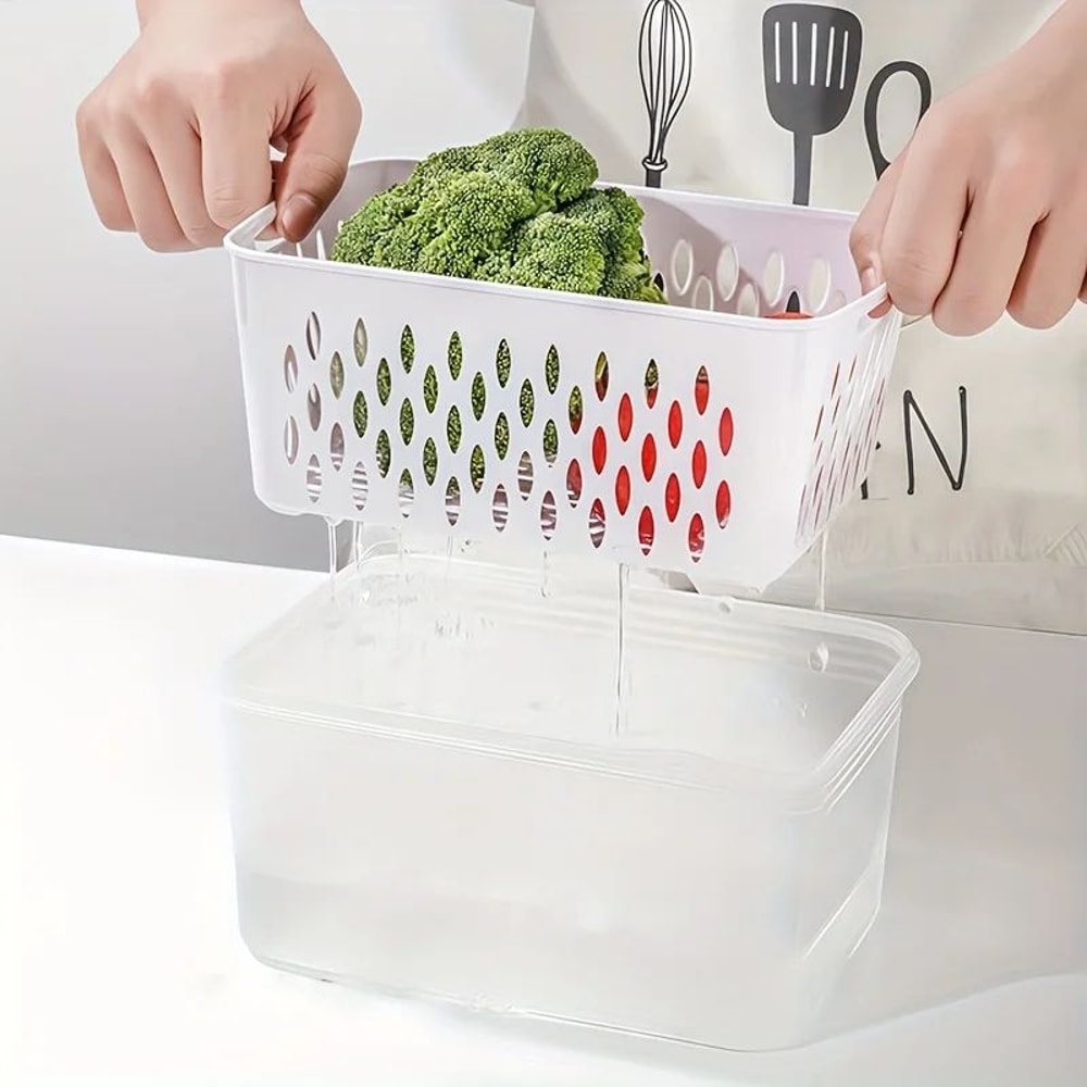 Fridge Food Storage Containers With Strainer Set 10