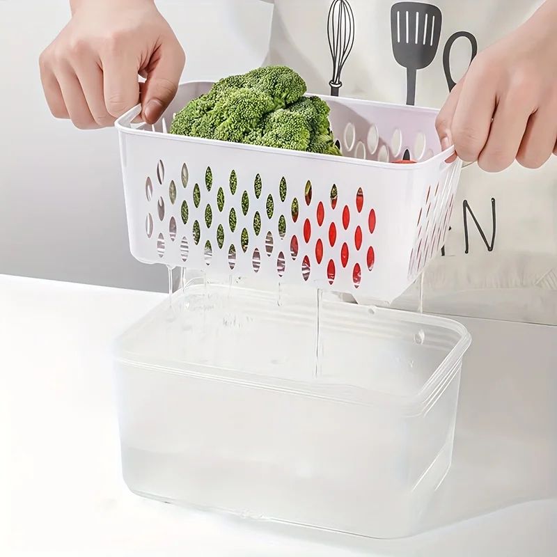 Fridge Food Storage Containers With Strainer Set 10