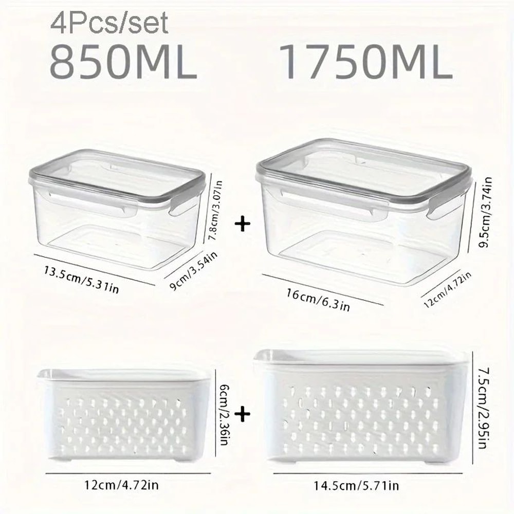 Fridge Food Storage Containers With Strainer Set 12