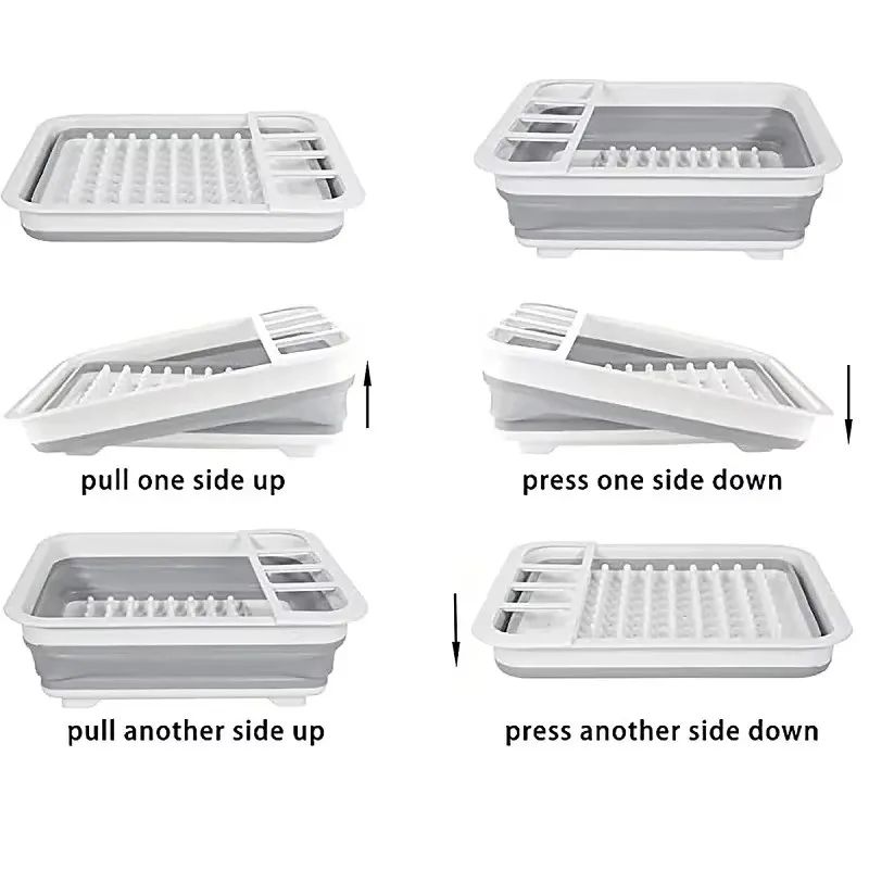 Foldable Dish Drying Rack With Drain Tray 5