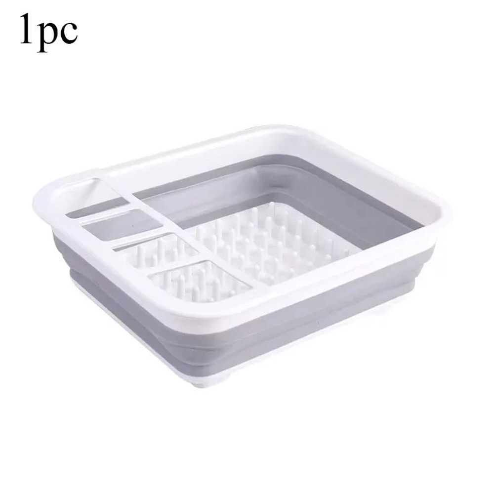 Foldable Dish Drying Rack With Drain Tray 7