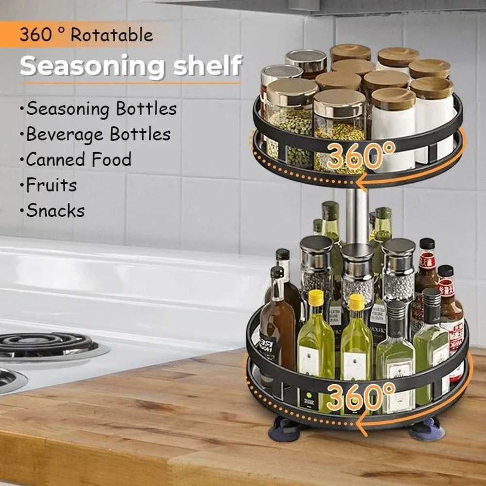 360 Degree Rotating Spice Rack Organizer Tray 2