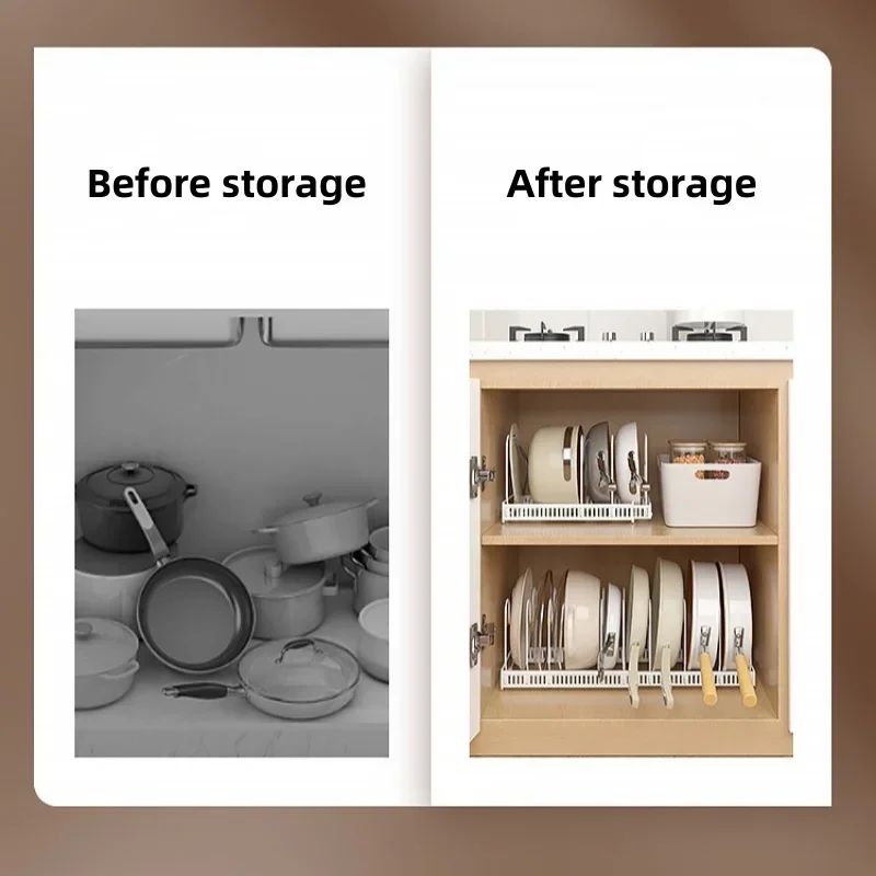 Adjustable Multi Layer Pull Out Pot And Pan Organizer Rack 6