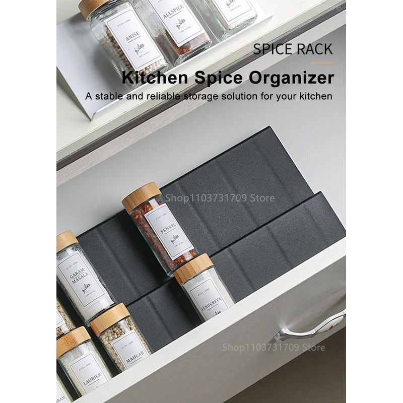 Adjustable 4 Layer Spice Drawer Organizer Rack 6