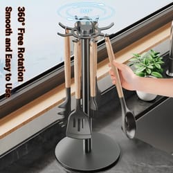 rotating kitchen utensil holder with 8 hooks