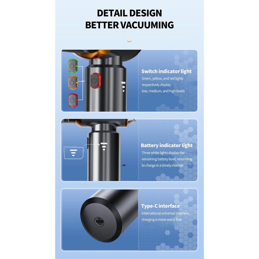 Powerful Mini Cordless Car Vacuum Cleaner 9