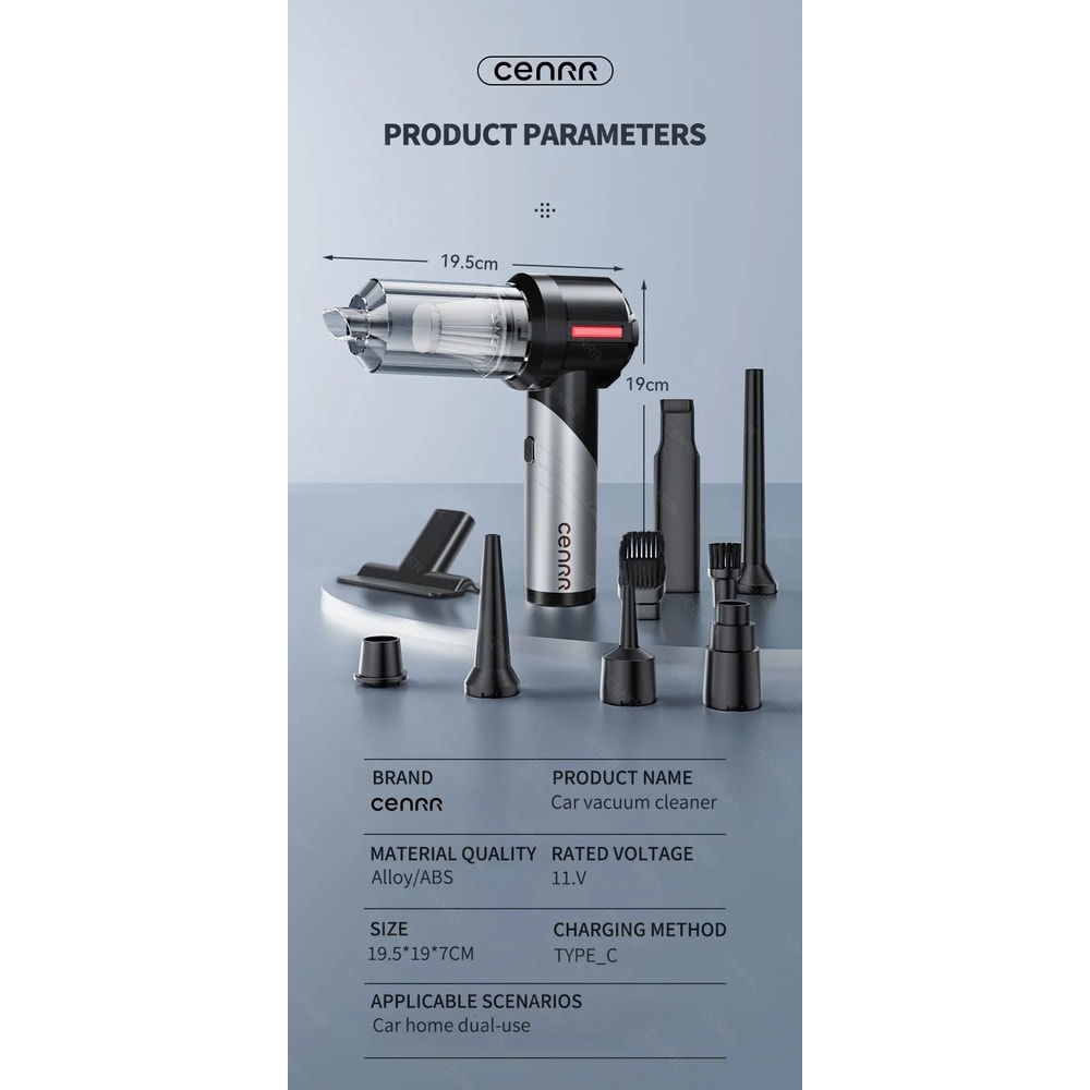 CENRR Powerful Mini Cordless Car Vacuum Cleaner 6
