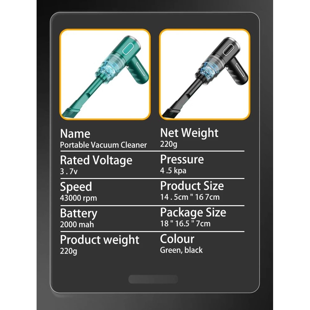 Portable Wireless High Power Car Vacuum Cleaner 16