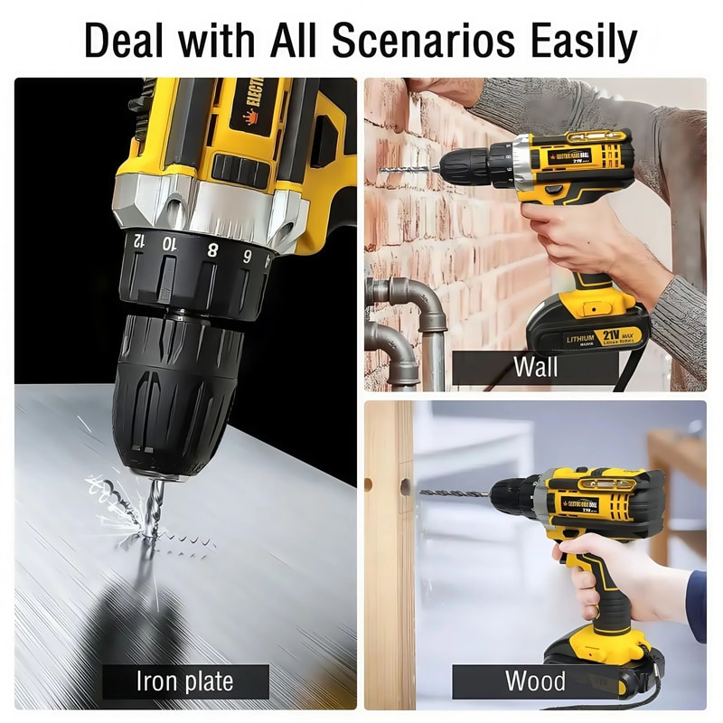 Lithium Cordless Electric Screwdriver Drill Combo Kit 10
