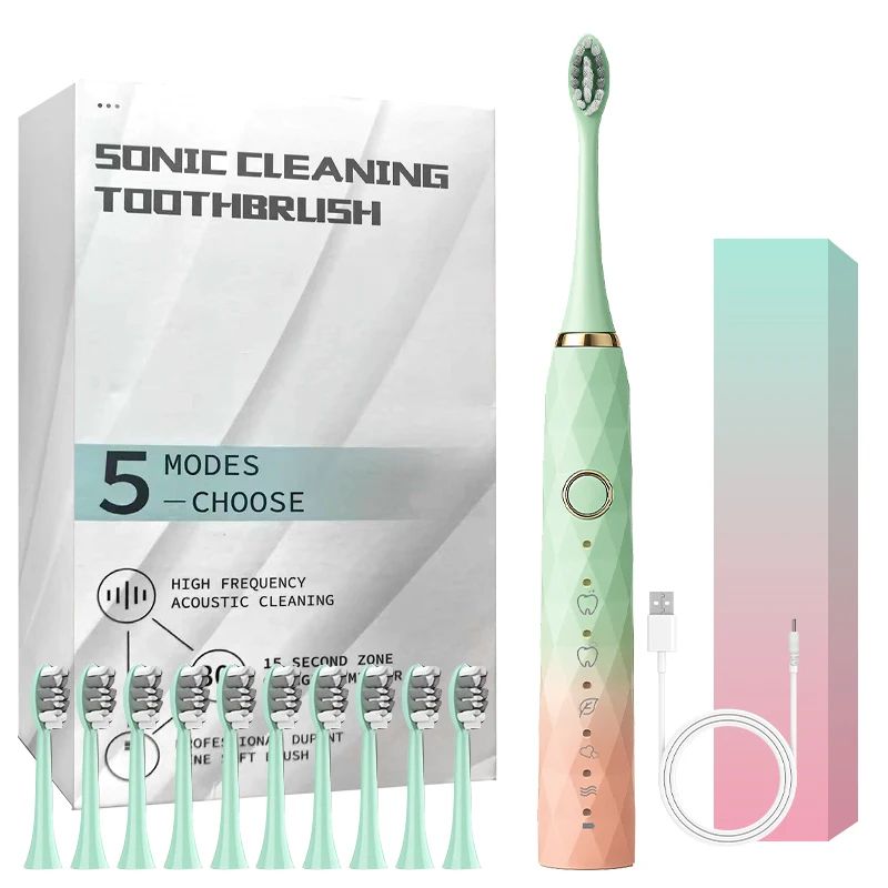 Rechargeable Electric Toothbrush With 10 Brush Heads 14