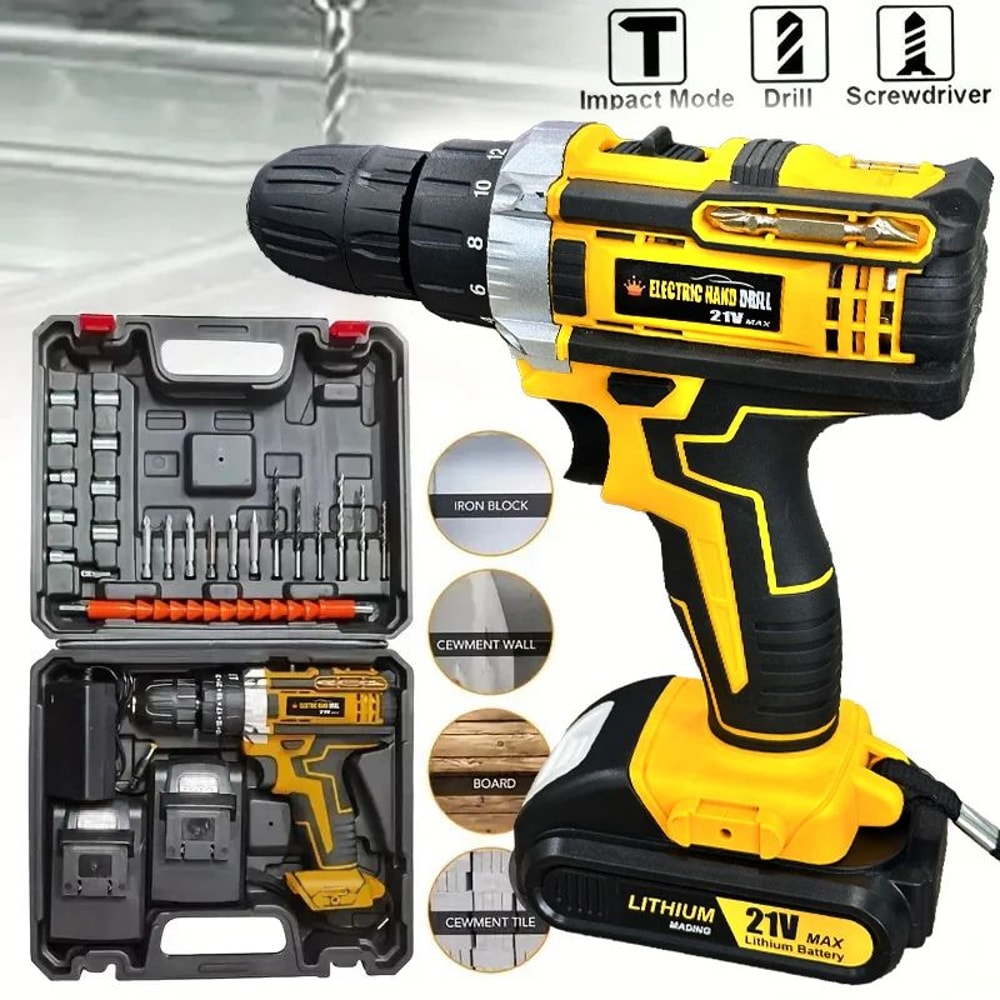 20V Cordless Electric Power Drill Tool Kit 1