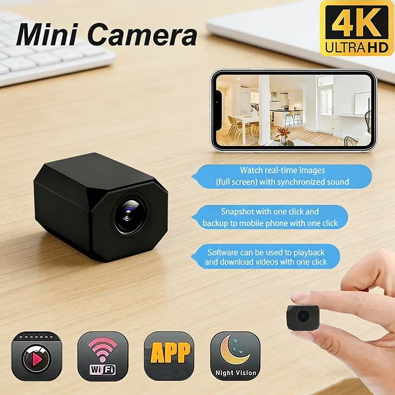 Mini WiFi 4K Smart Security Camera Portable HD Surveillance Cam 6