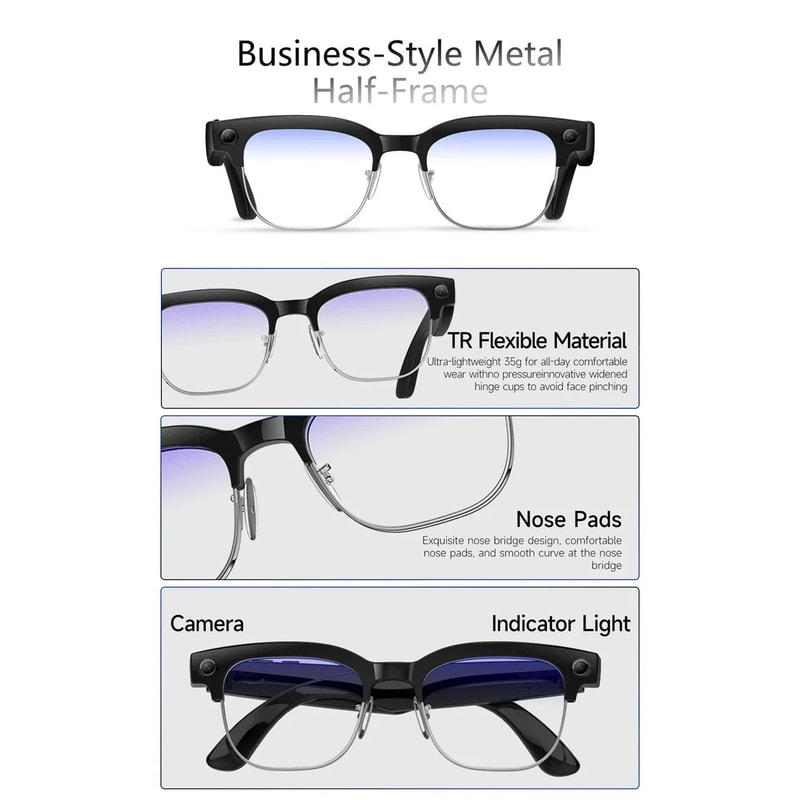 Smart AI Translation Glasses 4K Camera Bluetooth Voice Assistant 8