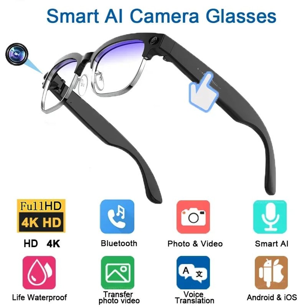 Smart AI Translation Glasses 4K Camera Bluetooth Voice Assistant 15