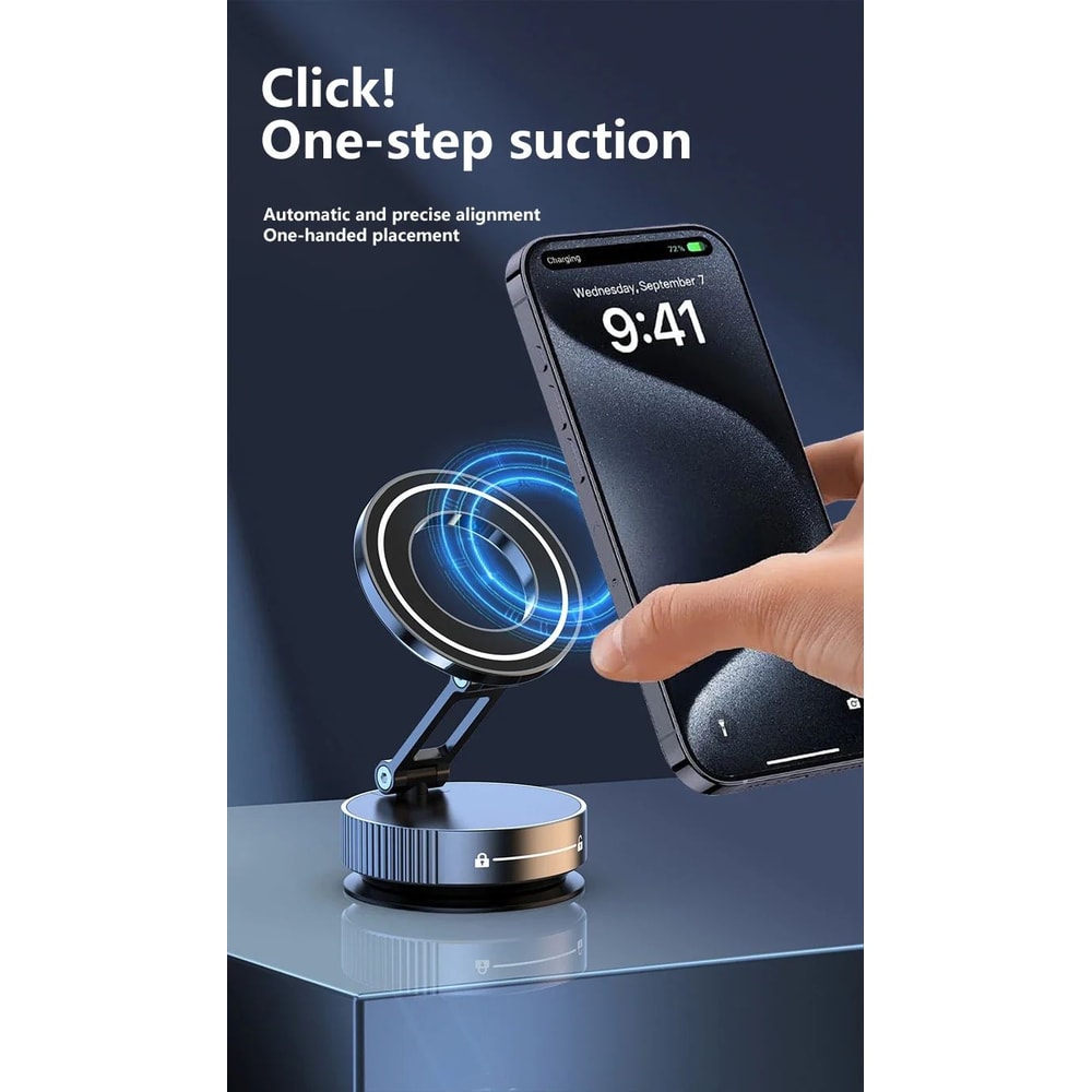 Magnetic Car Phone Holder 360 Adjustable Foldable Suction Mount 7