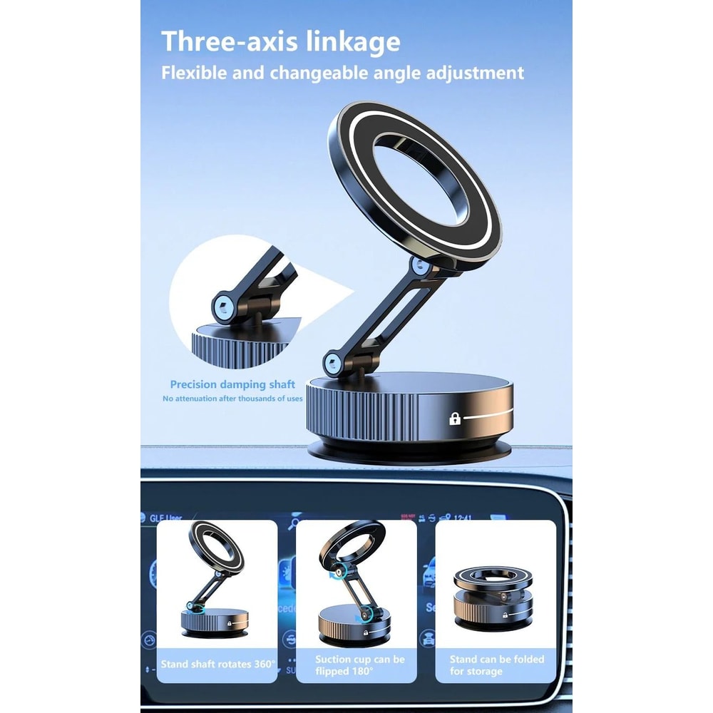 Magnetic Car Phone Holder 360 Adjustable Foldable Suction Mount 8