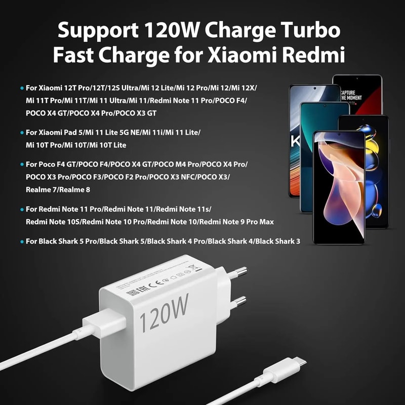 120W Ultra Fast Charging Cable Type C Turbo Charger 6