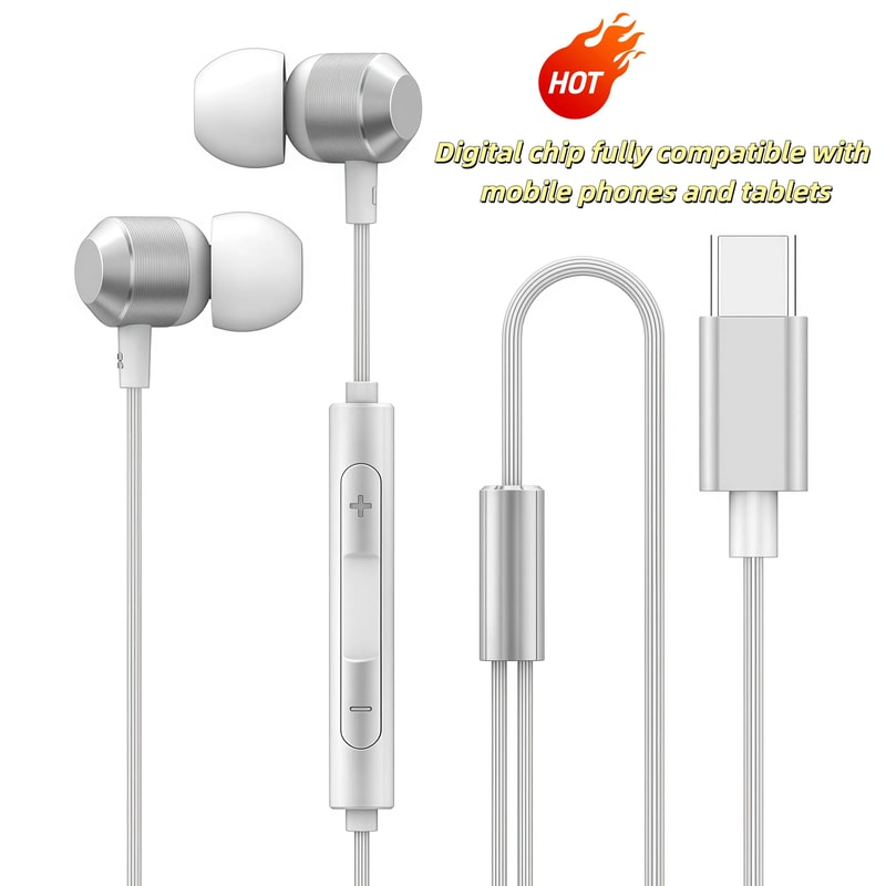 Type C Wired HiFi Earphones Digital Chip 12M Headphones 6