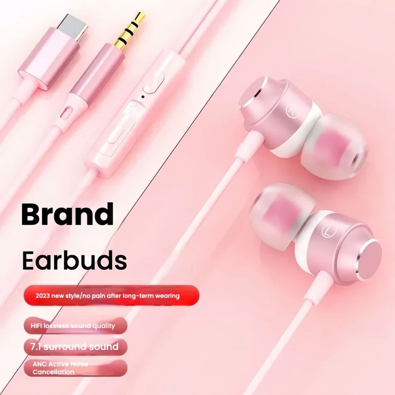 Premium Type C Wired Earbuds Digital Chip HiFi Headphones 3