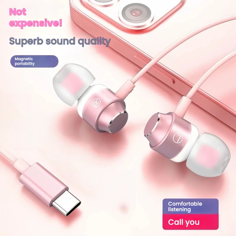 Premium Type C Wired Earbuds Digital Chip HiFi Headphones 10