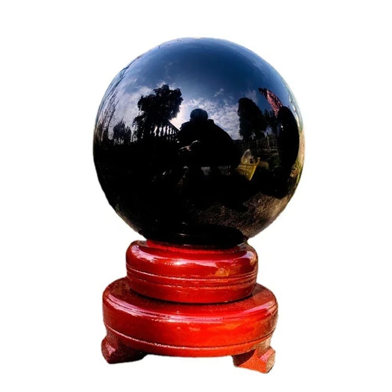 Natural Black Tourmaline Crystal Sphere Decor 6