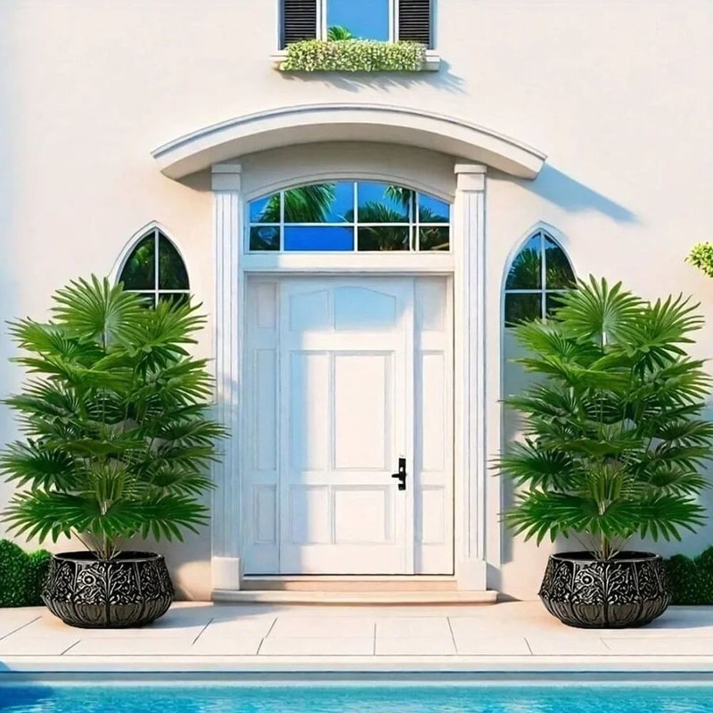 Large Artificial Fan Leaf Palm Plant Decor 4