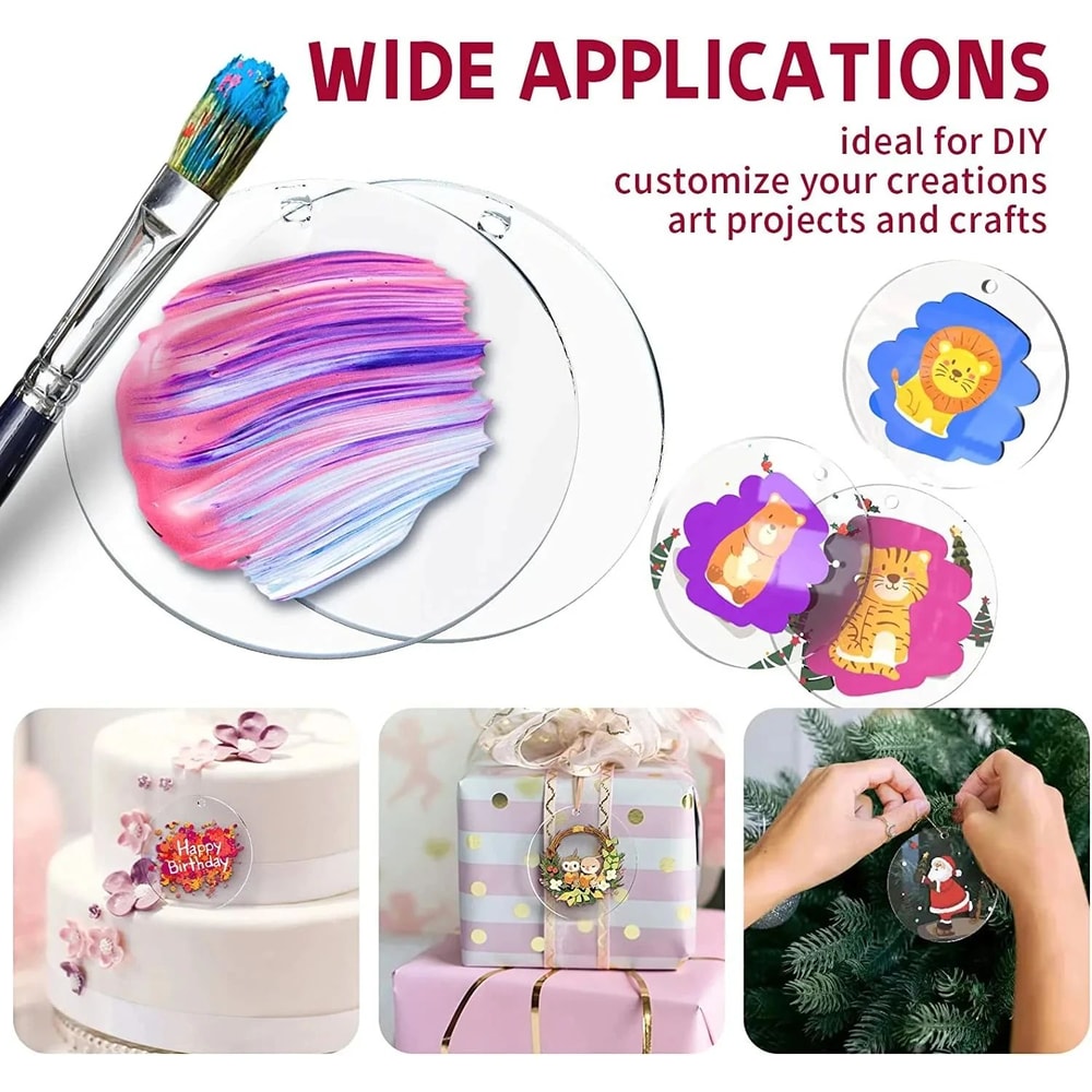 Clear Acrylic Round Ornament Blanks For DIY Craft 4